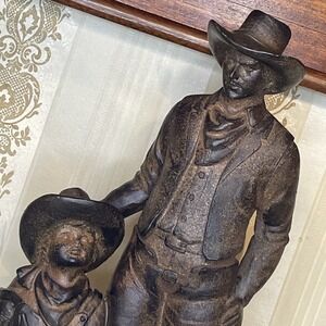 Vintage Western Resin Statue Man Boy Child 13" Tall